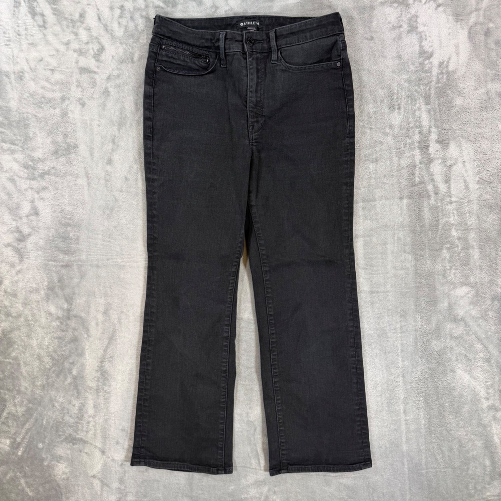 Athleta Flex Kick Flare Jeans Womens Size 6 Black High Rise Stretch Pants